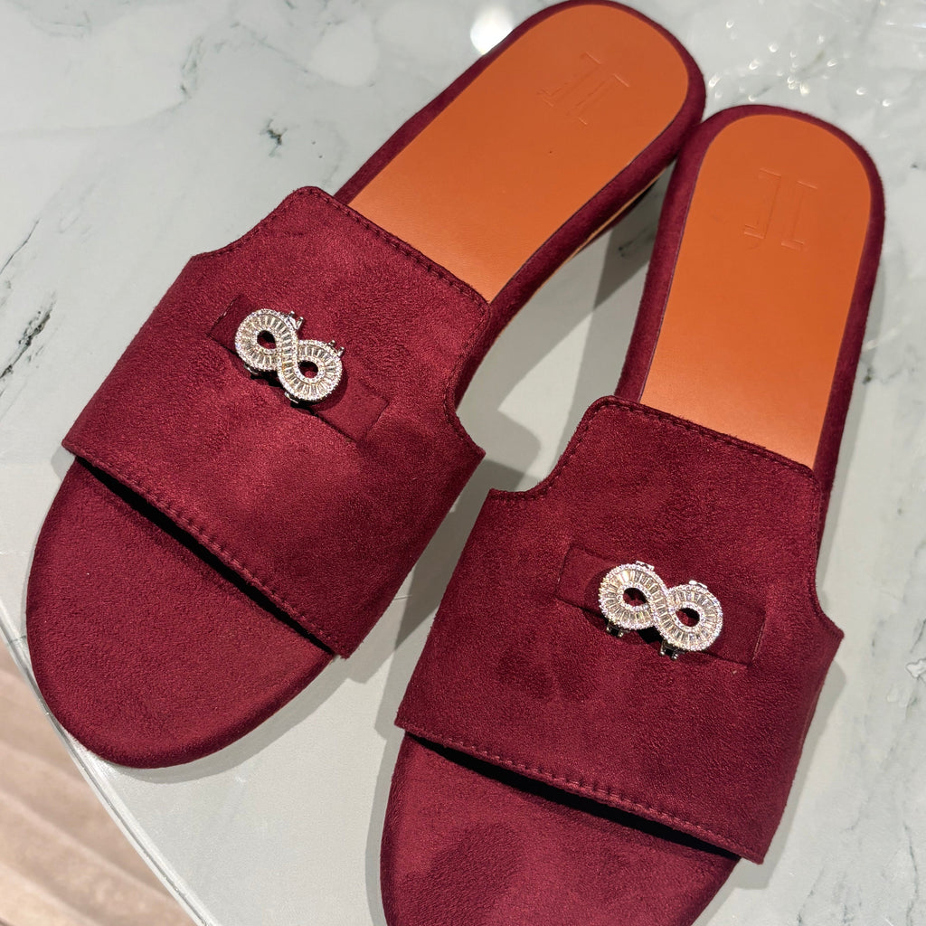 Vero Suede Charm Mules (Burgandy) (3 Charms)