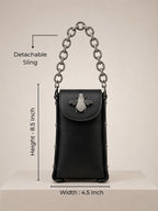 Link Chain Bee Bag-Black with silver chain