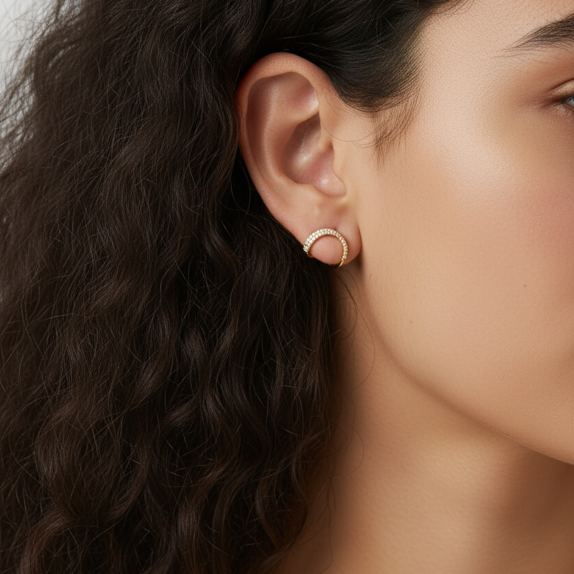 Iced Half Cuff Earrings