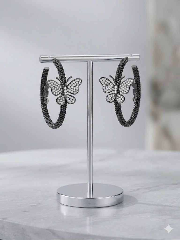 Bling Butterfly Hoops