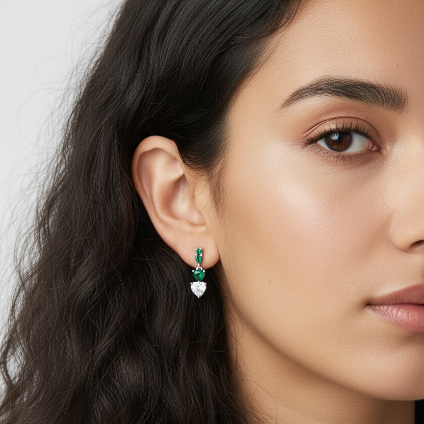 Triple Heart Bling Earrings