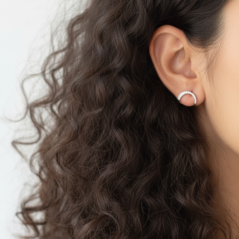 Iced Half Cuff Earrings