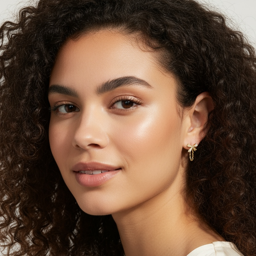 Bow Chain Bling Earrings