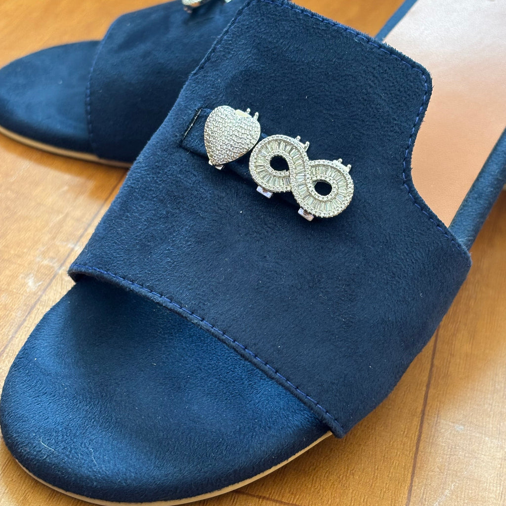 Suede Charm Mules (Blue) (3 Charms)