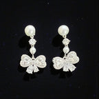 Pearl Diamonte Bow Earring