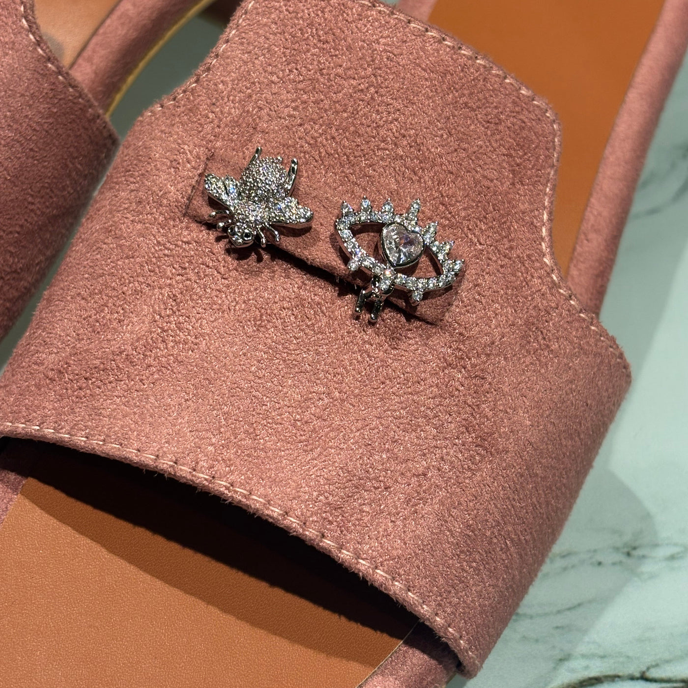 Blush Suede Charm Mules (Footwear) (3 Charms)