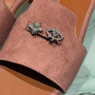 Blush Suede Charm Mules (Footwear) (3 Charms)
