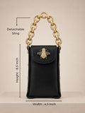 Link Chain Bee Bag- Black with gold chain