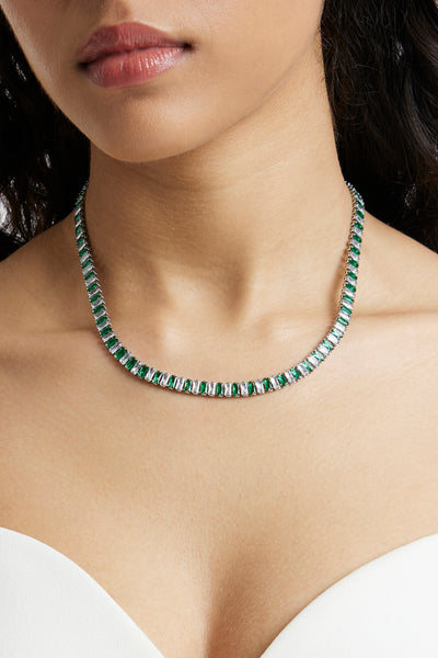 Emerald/White Baguette Choker Necklace