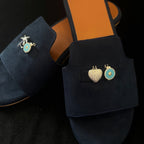 Suede Charm Mules (Blue) (3 Charms)