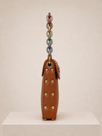 Link Chain Bee Bag- Tan with multicolour chain