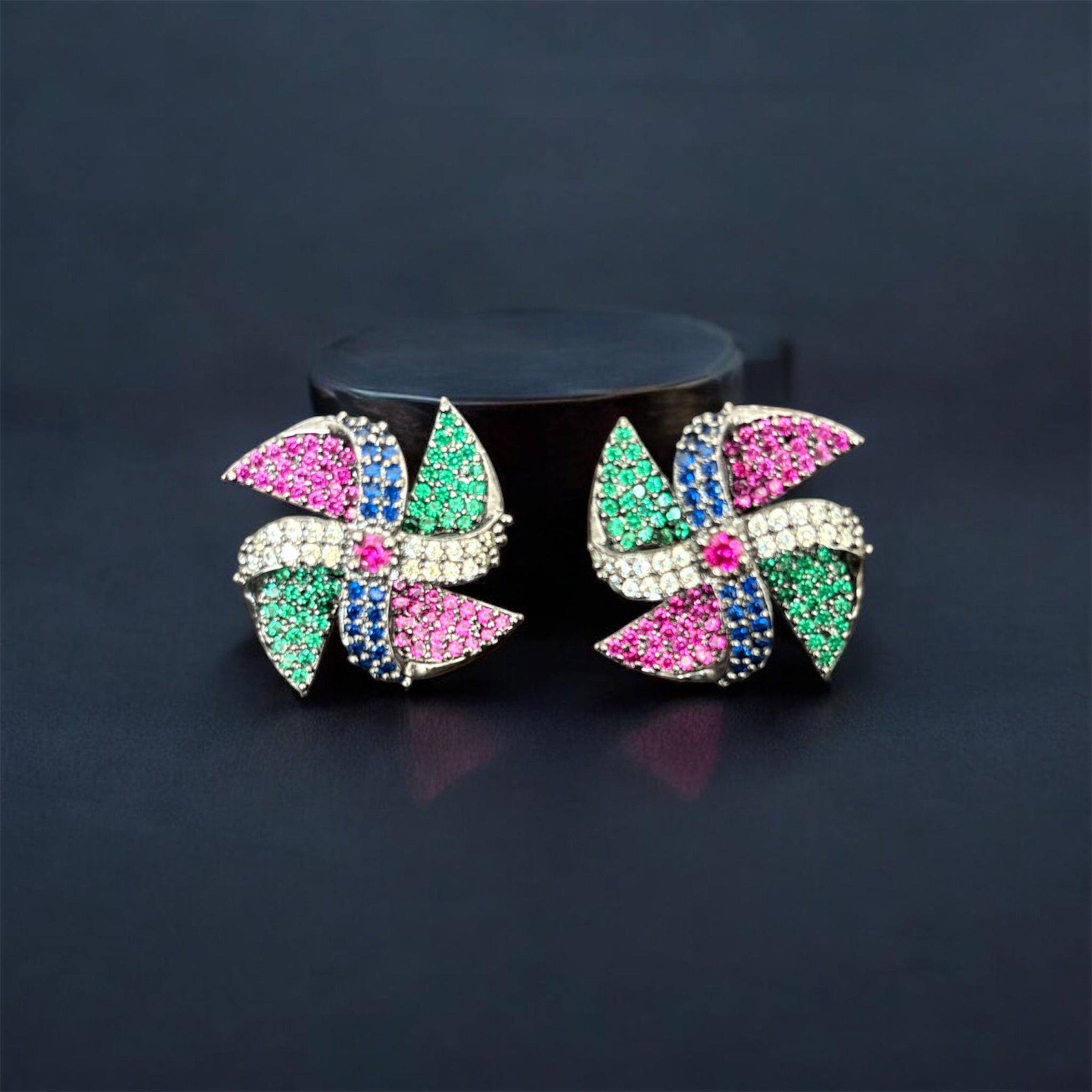 Bling pinwheel earrings