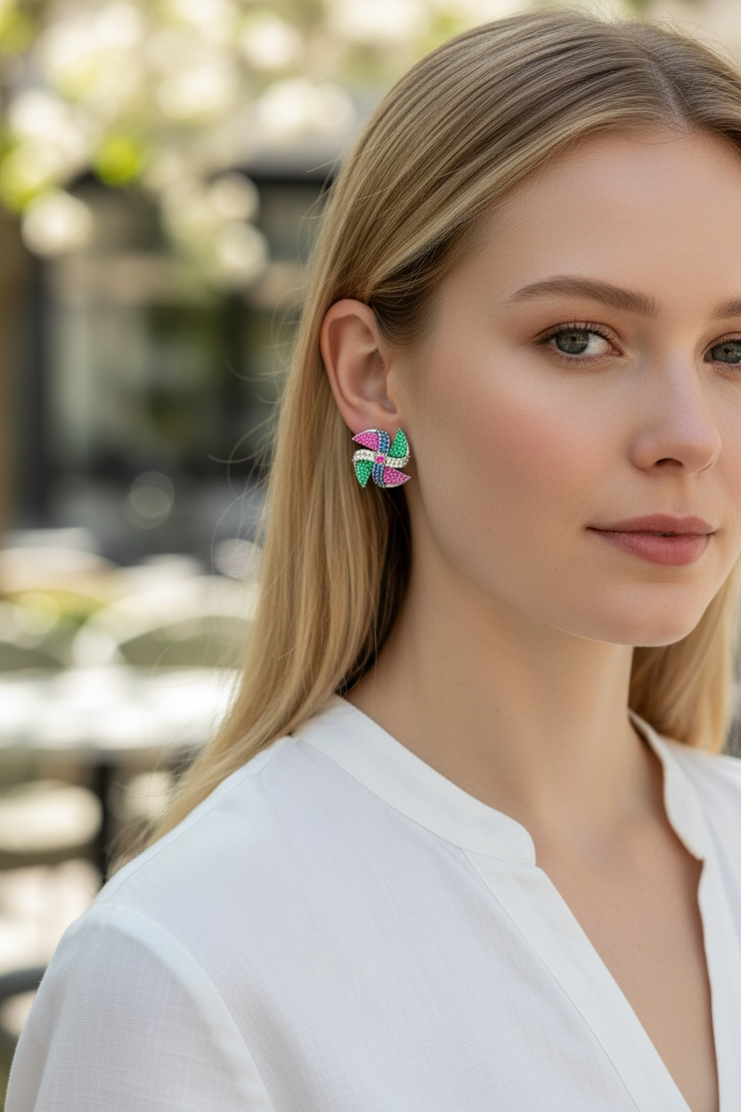 Bling pinwheel earrings