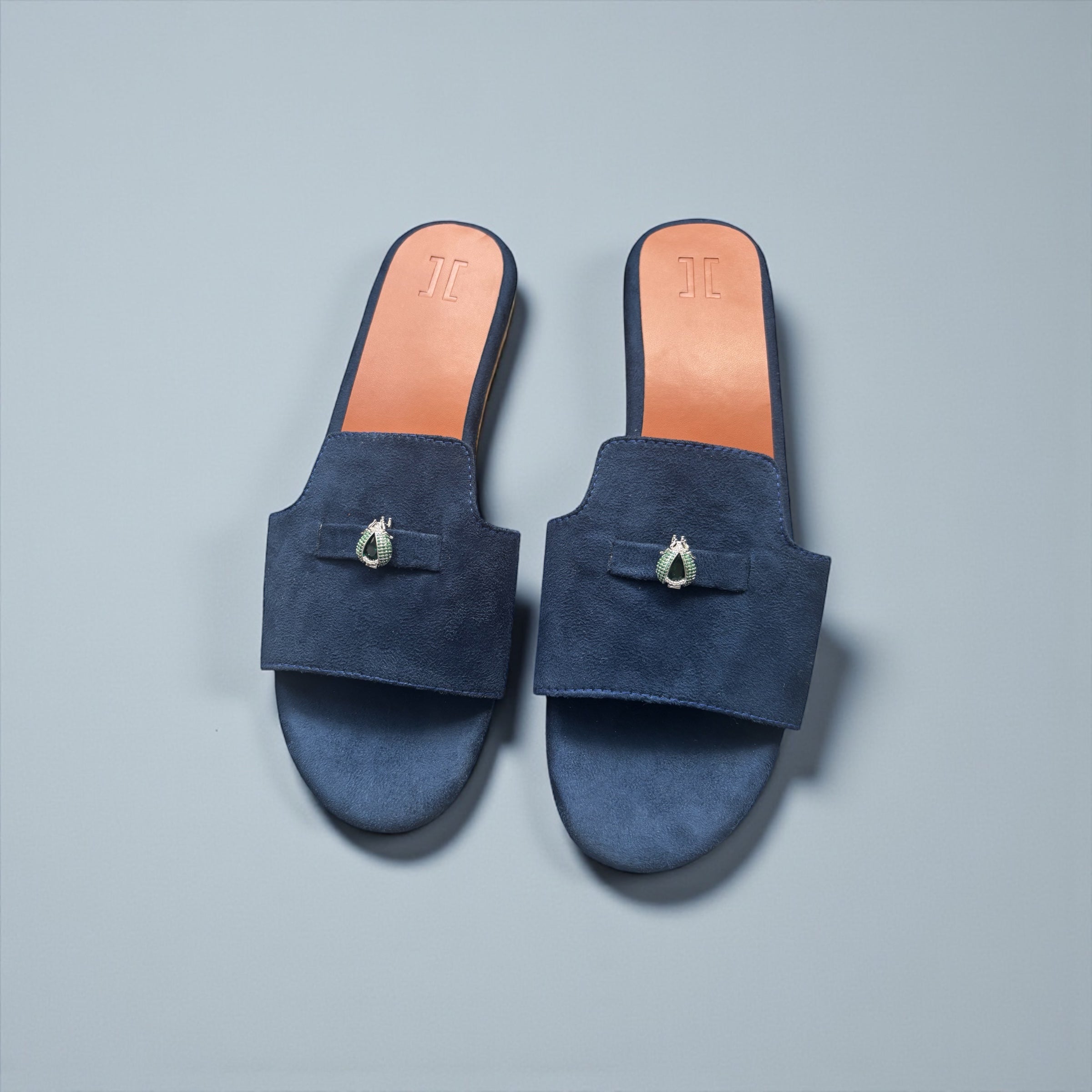 Suede Charm Mules (Blue) (3 Charms)
