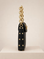 Link Chain Bee Bag- Black with gold chain