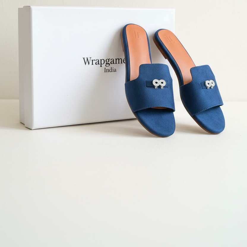 Suede Charm Mules (Blue) (3 Charms)