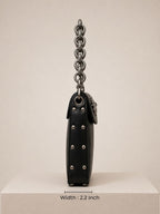 Link Chain Bee Bag-Black with silver chain