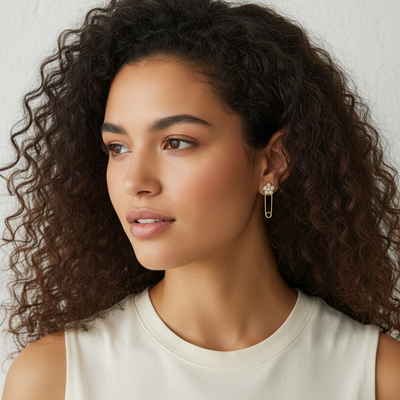 Flower Pin Bling Earrings