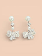 Pearl Diamonte Bow Earring