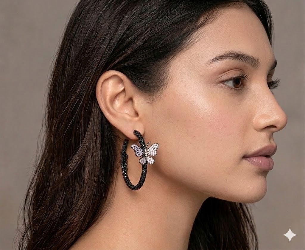 Bling Butterfly Hoops