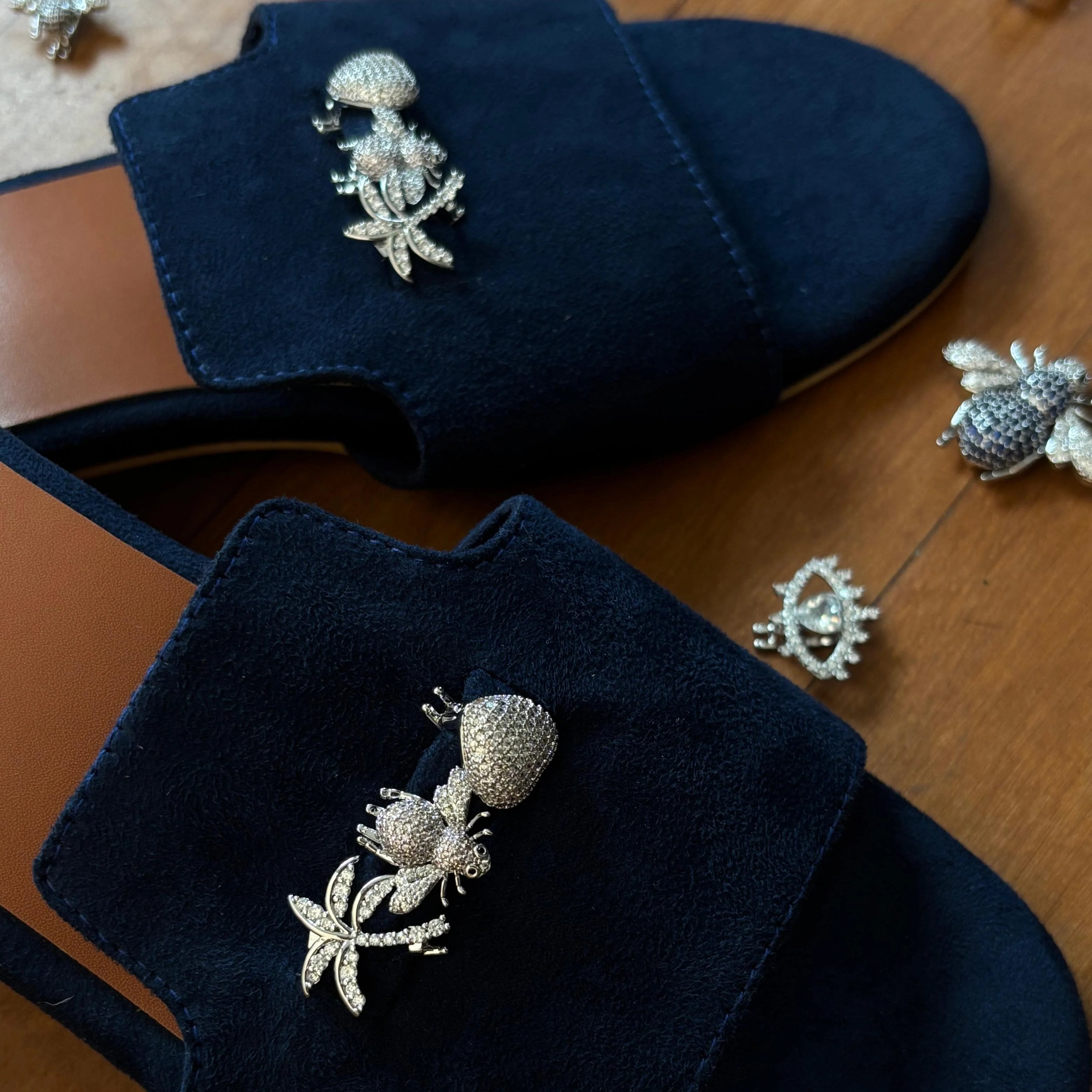 Suede Charm Mules (Blue) (3 Charms)