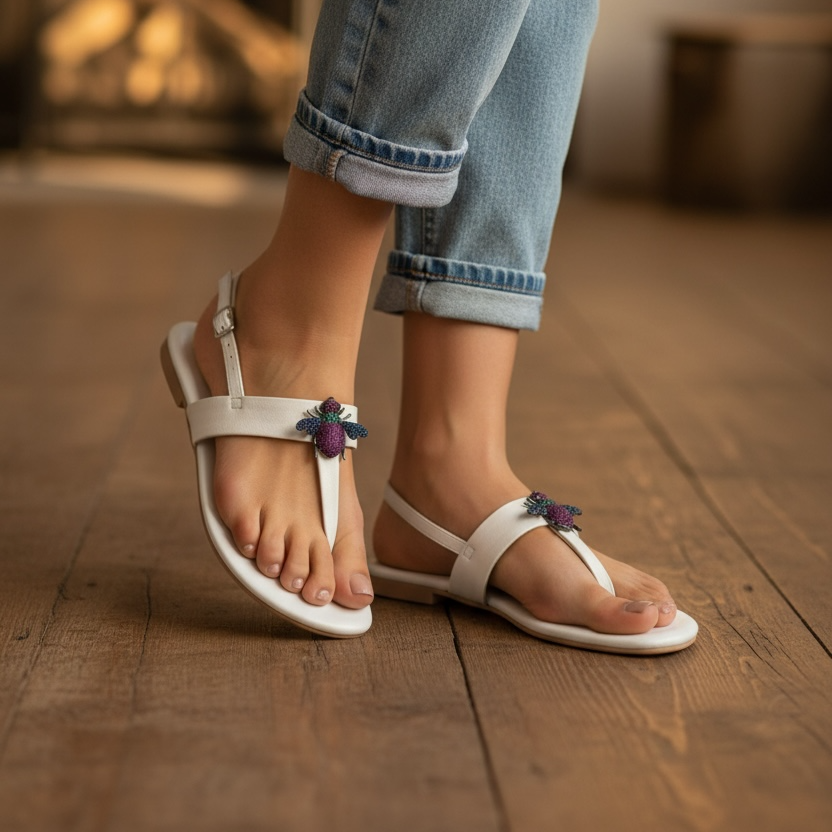 BEE-DAZZLE SANDALS (WHITE)
