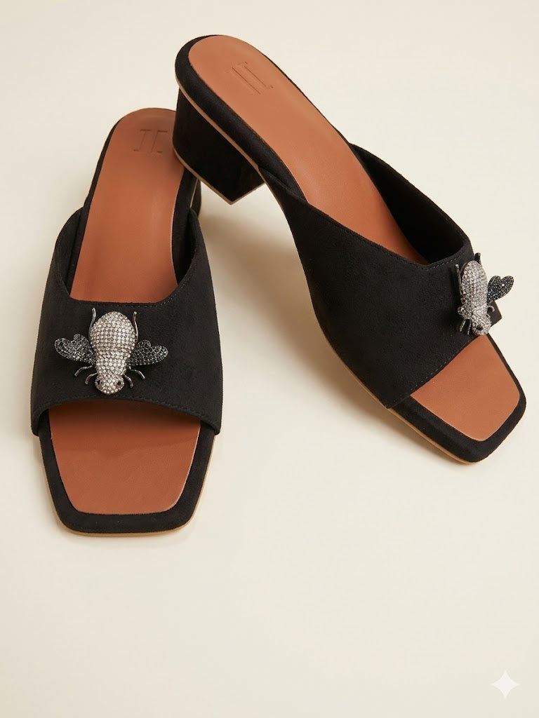 Suede Bee Heels (Black)
