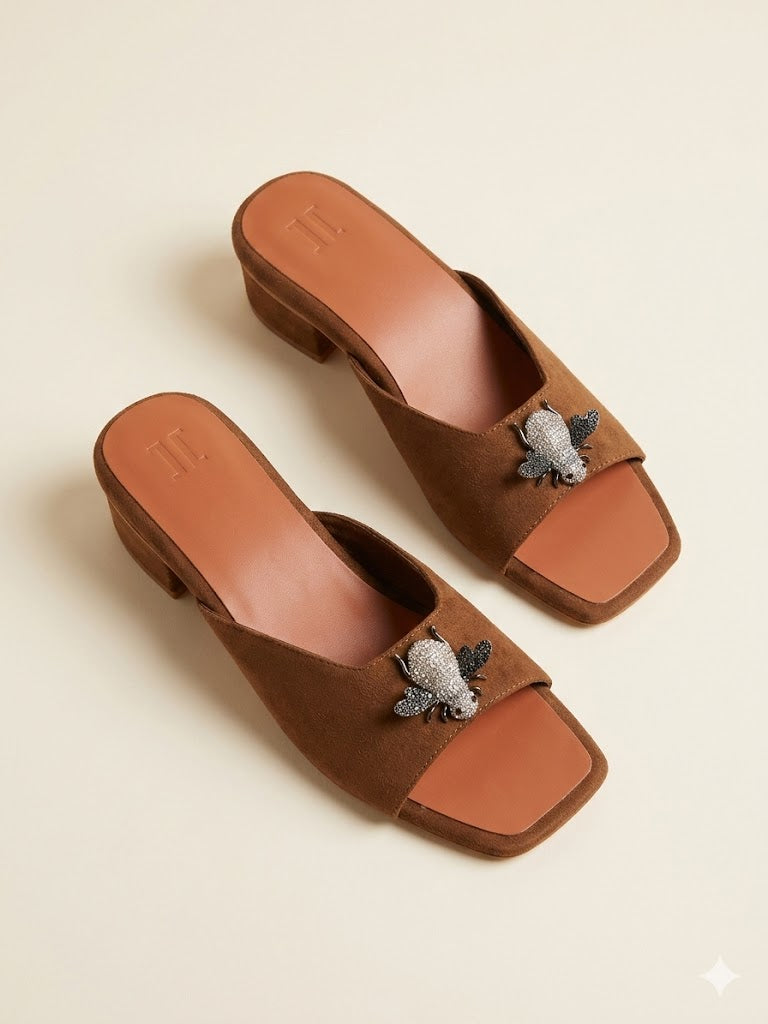 Suede Bee Heels (Tan)