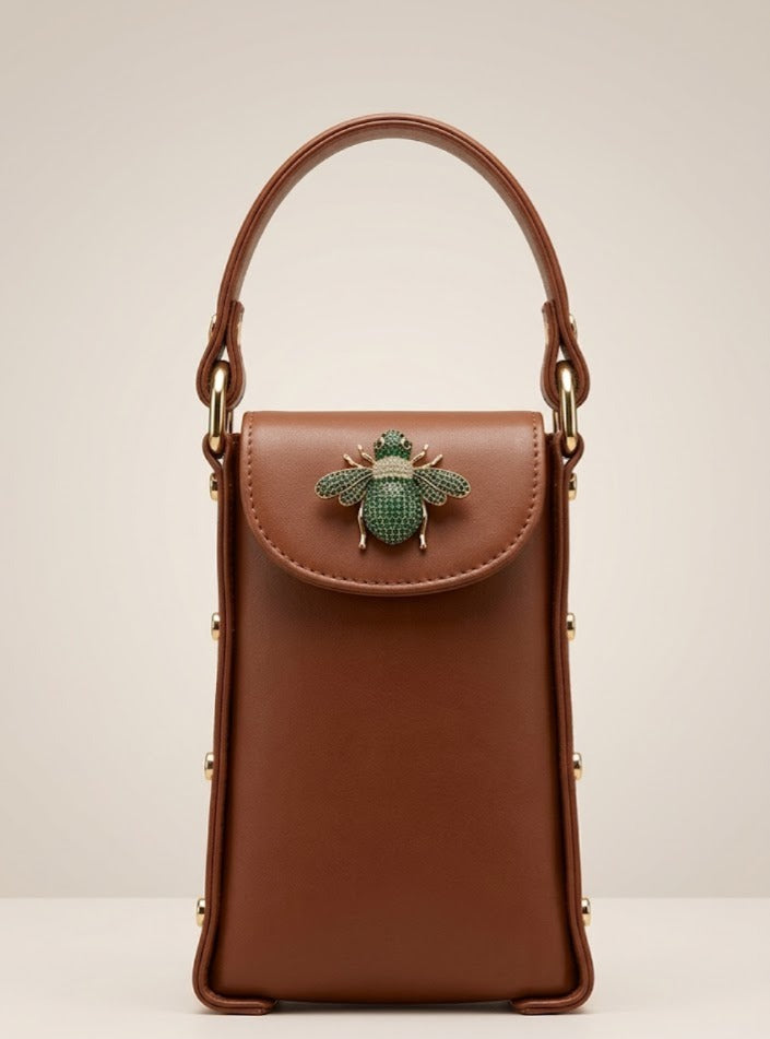 Bee Bling Bag (Tan )(Dark Pink)