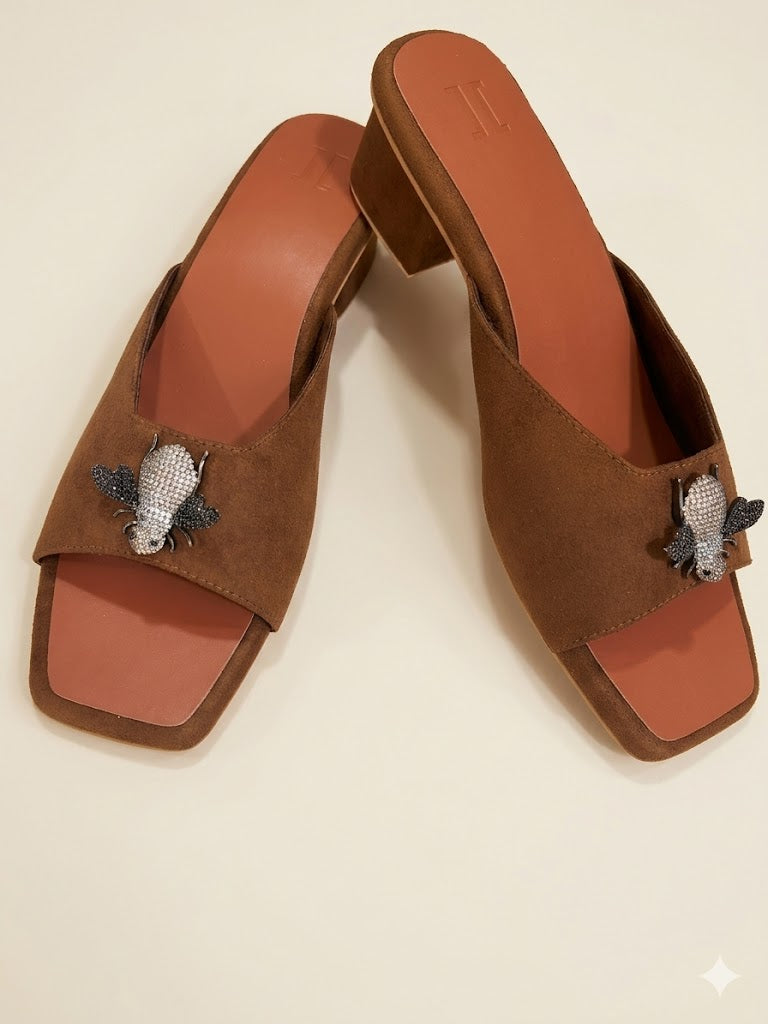 Suede Bee Heels (Tan)