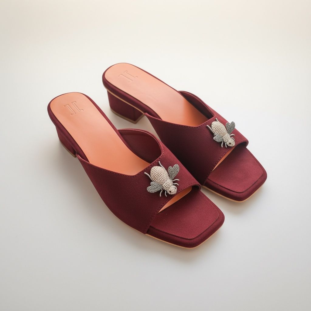 Suede Bee Heels (Burgundy)