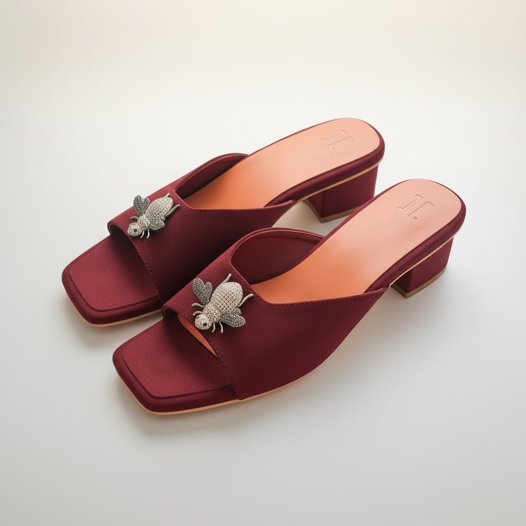 Suede Bee Heels (Burgundy)