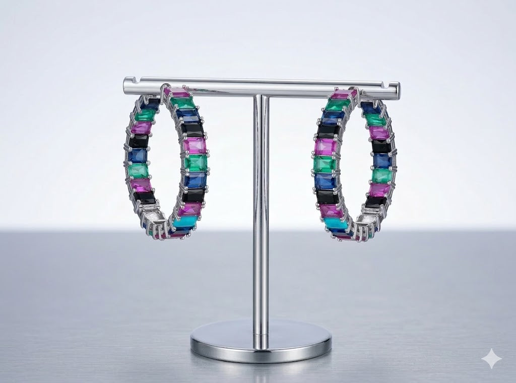 Colourful Bling Hoops