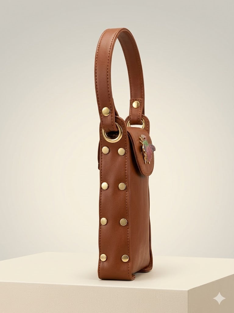 Bee Bling Bag (Tan )(Dark Pink)