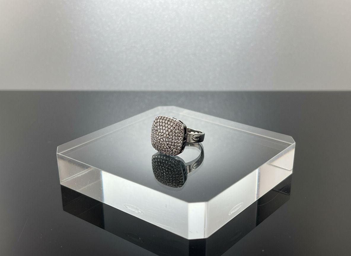 Iced square chunky ring