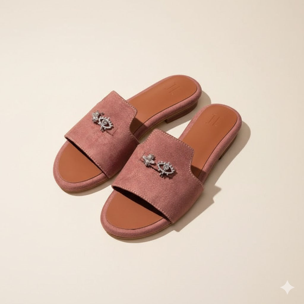 Blush Suede Charm Mules (Blush Pink) (3 Charms)