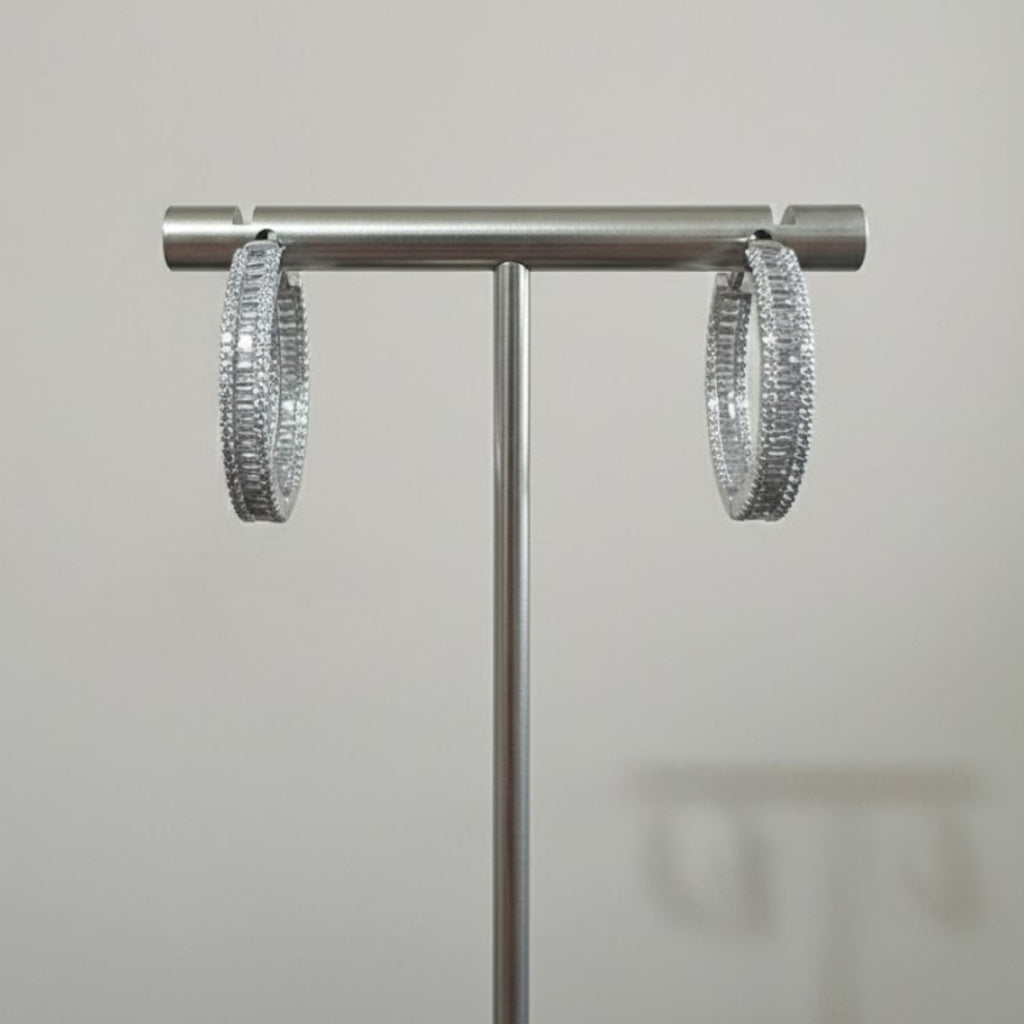 Diamonte Baguette Hoops Medium