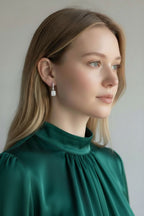 Asscher Halo Drop Earrings