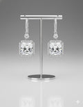 Asscher Halo Drop Earrings