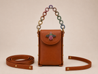 Link Chain Bee Bag- Tan with multicolour chain