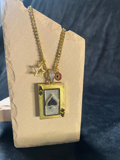 Ace of Spade Card Pendant-Charm Chain