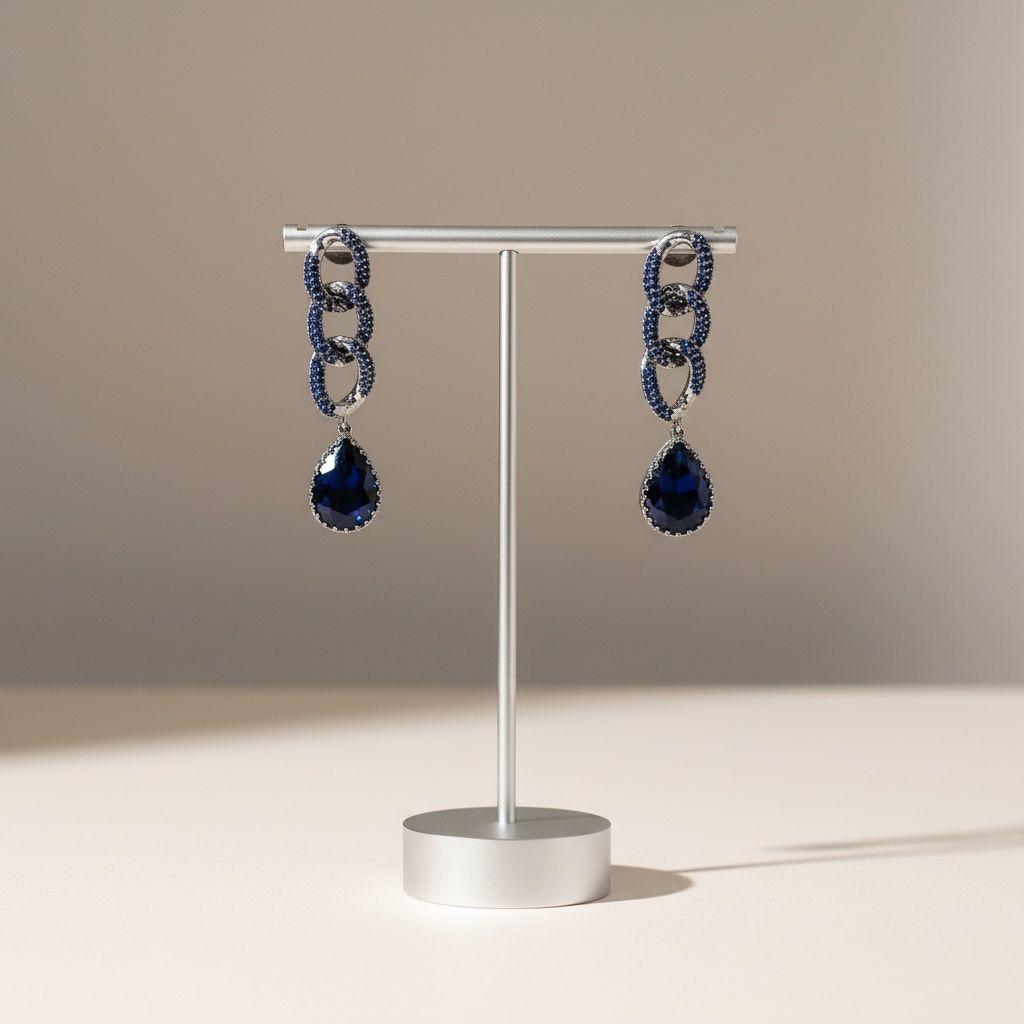Midnight Drop Cuban Link Earrings