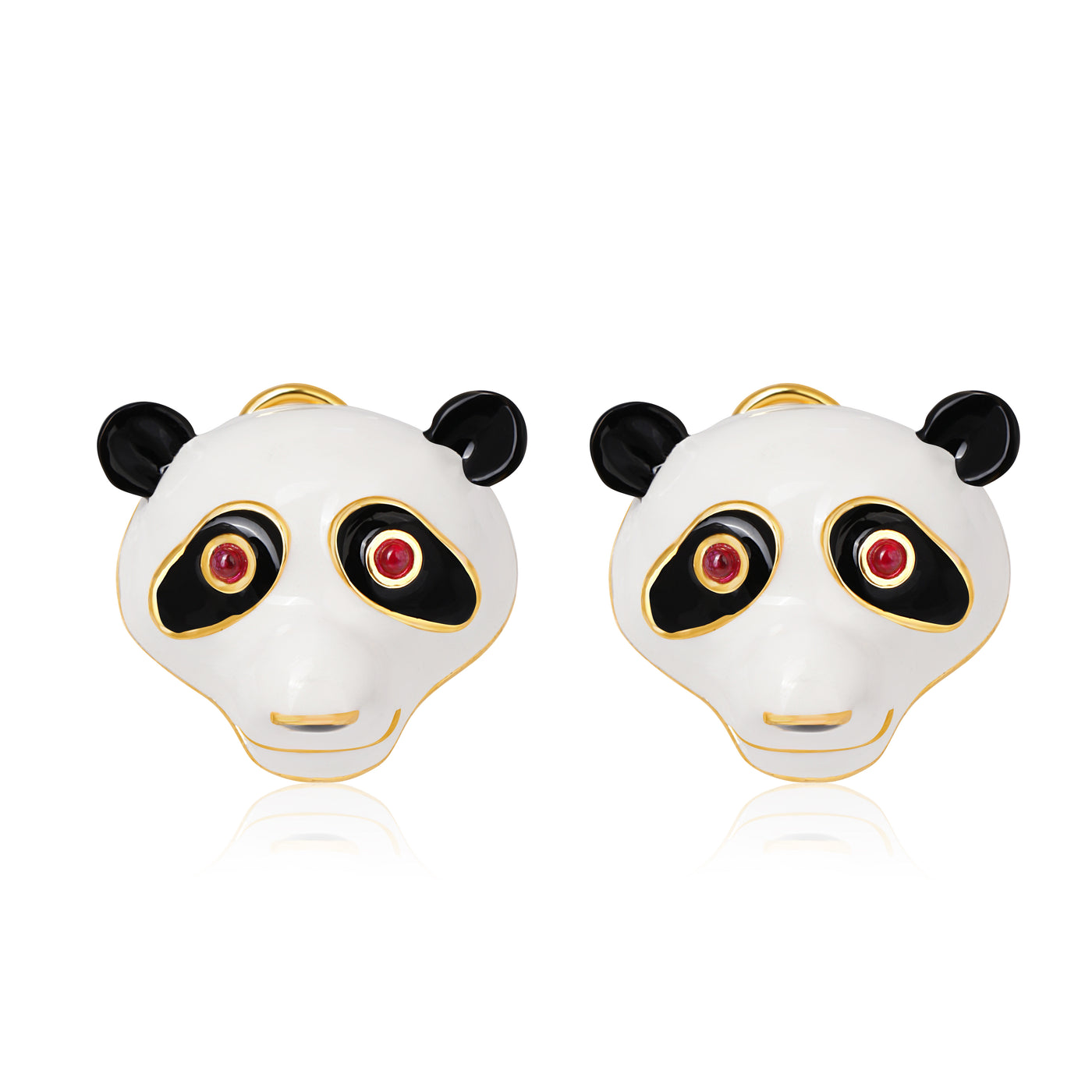 best stud earrings for everyday, Male Studs, Unisex white panda studs, Brass Unisex Studs