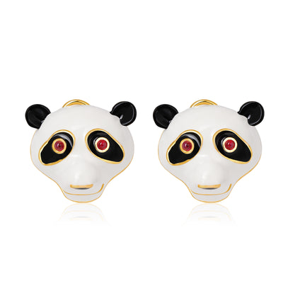 best stud earrings for everyday, Male Studs, Unisex white panda studs, Brass Unisex Studs