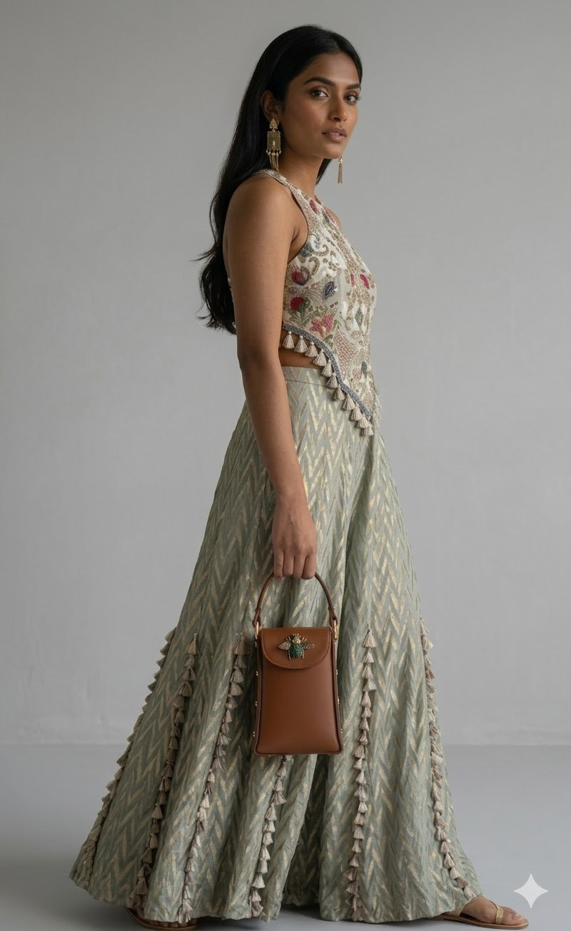 Bee Bling Bag (Tan )(Green)