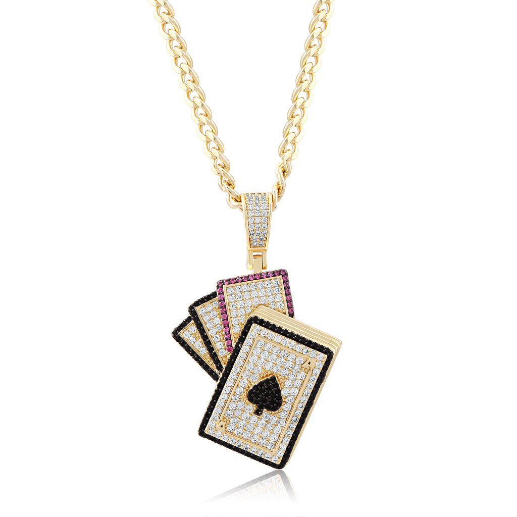 ICED SPADE CARD PENDANT